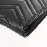 GUCCI グッチ GGマーモント ダブルG Vステッチ ドキュメントケース ブラック 523397 メンズ レザー クラッチバッグ ABランク 中古 銀蔵