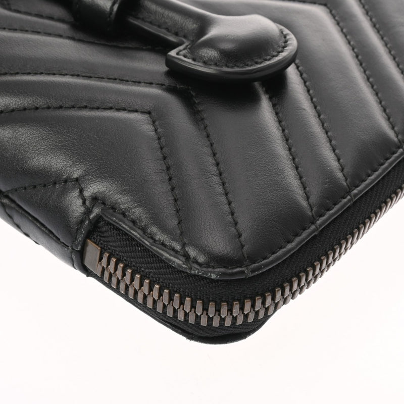 GUCCI グッチ GGマーモント ダブルG Vステッチ ドキュメントケース ブラック 523397 メンズ レザー クラッチバッグ ABランク 中古 銀蔵