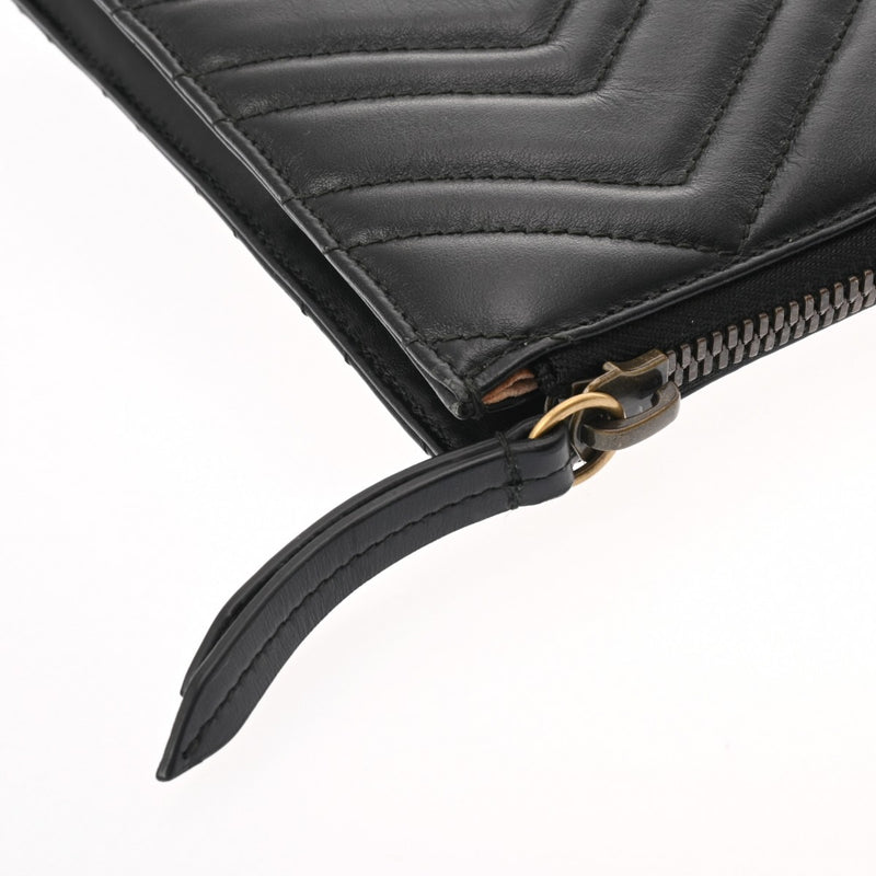 GUCCI グッチ GGマーモント ダブルG Vステッチ ドキュメントケース ブラック 523397 メンズ レザー クラッチバッグ ABランク 中古 銀蔵