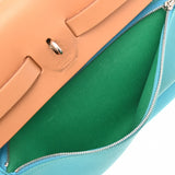 HERMES エルメス エールバッグ ジップ PM ターコイズ/ミント □P刻印(2012年頃) レディース トワルオフィシエ ヴァッシュハンター ハンドバッグ Bランク 中古 銀蔵