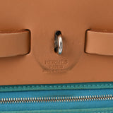 HERMES エルメス エールバッグ ジップ PM ターコイズ/ミント □P刻印(2012年頃) レディース トワルオフィシエ ヴァッシュハンター ハンドバッグ Bランク 中古 銀蔵