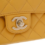 CHANEL シャネル マトラッセ トップハンドル ミニフラップバッグ イエロー レディース ラムスキン ショルダーバッグ Aランク 中古 銀蔵