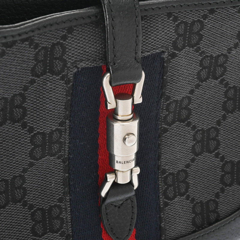 GUCCI グッチ バレンシアガコラボ ザハッカー プロジェクト ジャッキーミニ 黒 680132 レディース キャンバス レザー ショルダーバッグ Aランク 中古 銀蔵