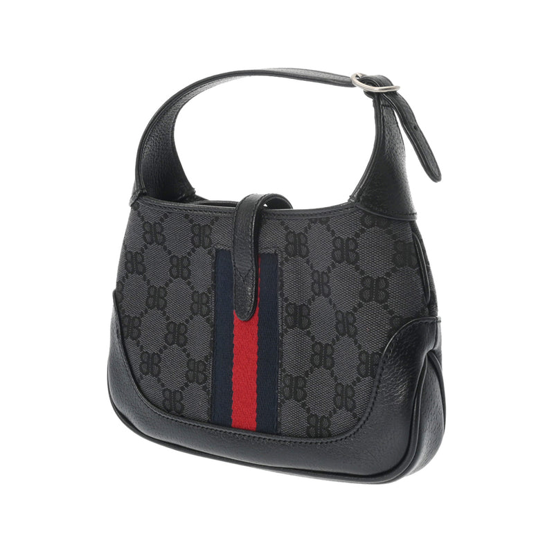 GUCCI グッチ バレンシアガコラボ ザハッカー プロジェクト ジャッキーミニ 黒 680132 レディース キャンバス レザー ショルダーバッグ Aランク 中古 銀蔵