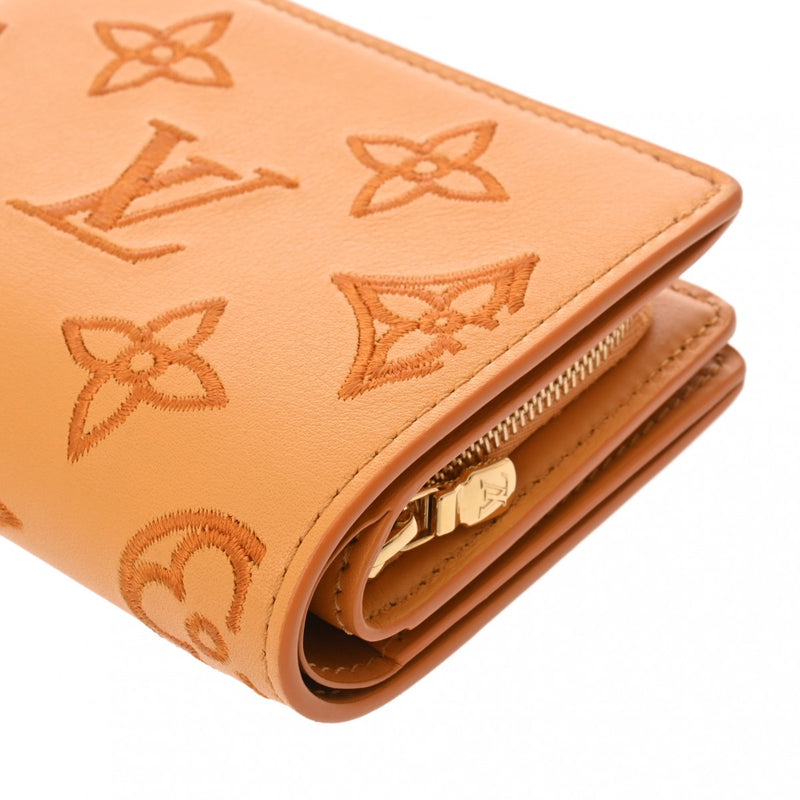 LOUIS VUITTON ルイヴィトン LVブロデリーアングレーズ ポルトフォイユクレア オレンジ M82523 レディース レザー 二つ折り財布 Aランク 中古 銀蔵