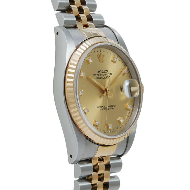 ロレックス デイトジャスト 10Pダイヤ 16233G L番(1989年頃製造) シャンパン/ダイヤモンド メンズ 腕時計 自動巻き 中古 銀蔵