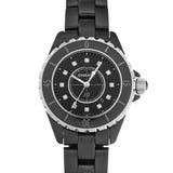 シャネル J12 33mm 12Pダイヤ H1625 ブラック/ダイヤモンド レディース 腕時計 クォーツ 中古 銀蔵