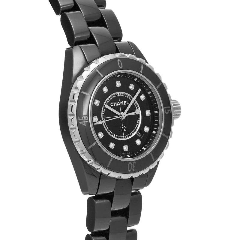 シャネル J12 33mm 12Pダイヤ H1625 ブラック/ダイヤモンド レディース 腕時計 クォーツ 中古 銀蔵