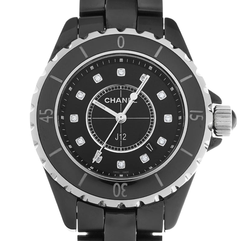 シャネル J12 33mm 12Pダイヤ H1625 ブラック/ダイヤモンド レディース 腕時計 クォーツ 中古 銀蔵