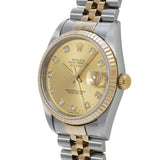 ロレックス デイトジャスト 10Pダイヤ 16233G シャンパン/ダイヤモンド メンズ 腕時計 自動巻き 中古 銀蔵
