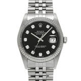 ロレックス デイトジャスト 10Pダイヤ 16234G K番(2001年頃製造) ブラック/ダイヤモンド メンズ 腕時計 自動巻き 中古 銀蔵