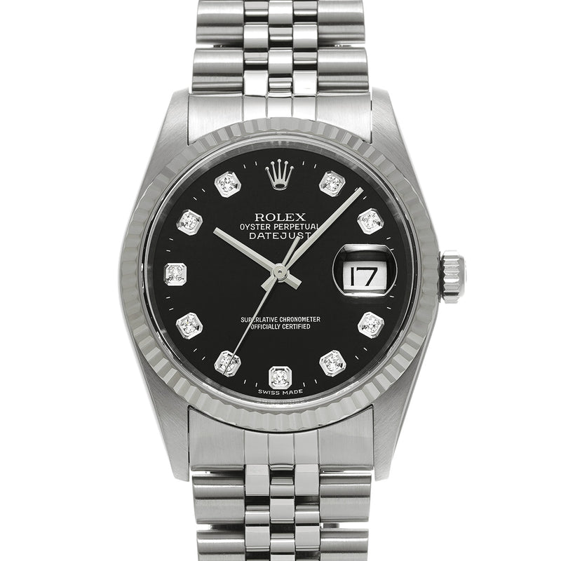 ロレックス デイトジャスト 10Pダイヤ 16234G K番(2001年頃製造) ブラック/ダイヤモンド メンズ 腕時計 自動巻き 中古 銀蔵