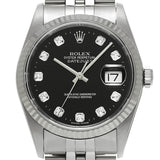 ロレックス デイトジャスト 10Pダイヤ 16234G K番(2001年頃製造) ブラック/ダイヤモンド メンズ 腕時計 自動巻き 中古 銀蔵