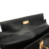 HERMES エルメス ケリー 32 内縫い 2WAY ブラック □A刻印(1997年頃) レディース ボックスカーフ ハンドバッグ ABランク 中古 銀蔵