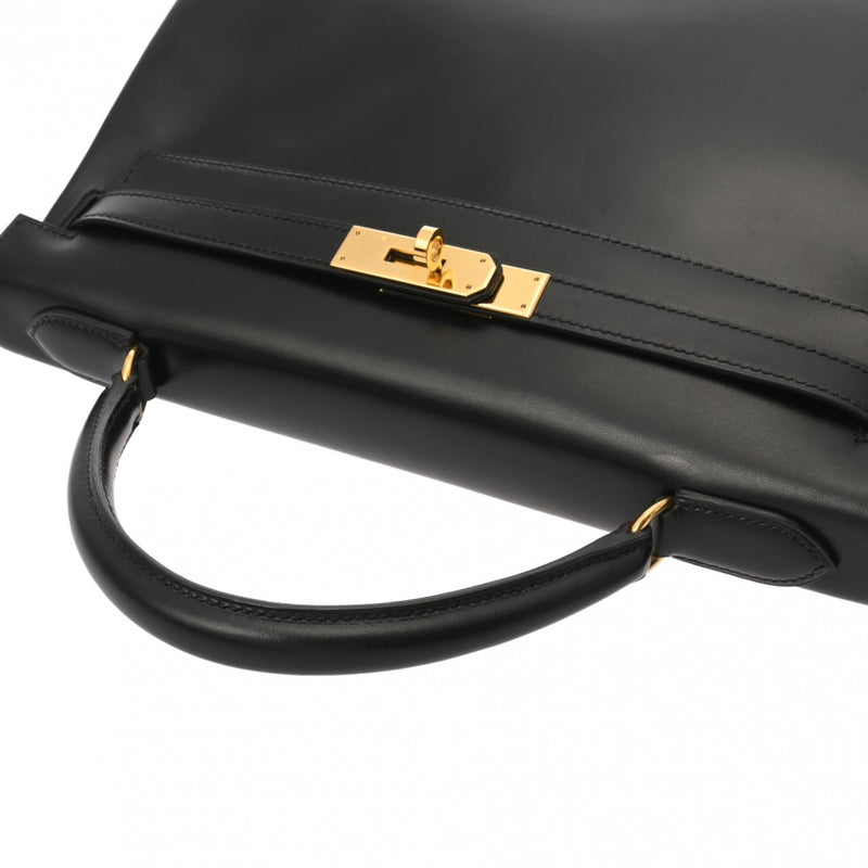 HERMES エルメス ケリー 32 内縫い 2WAY ブラック □A刻印(1997年頃) レディース ボックスカーフ ハンドバッグ ABランク 中古 銀蔵