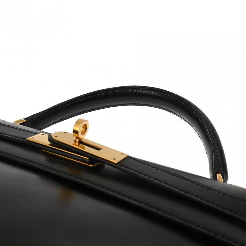 HERMES エルメス ケリー 32 内縫い 2WAY ブラック □A刻印(1997年頃) レディース ボックスカーフ ハンドバッグ ABランク 中古 銀蔵