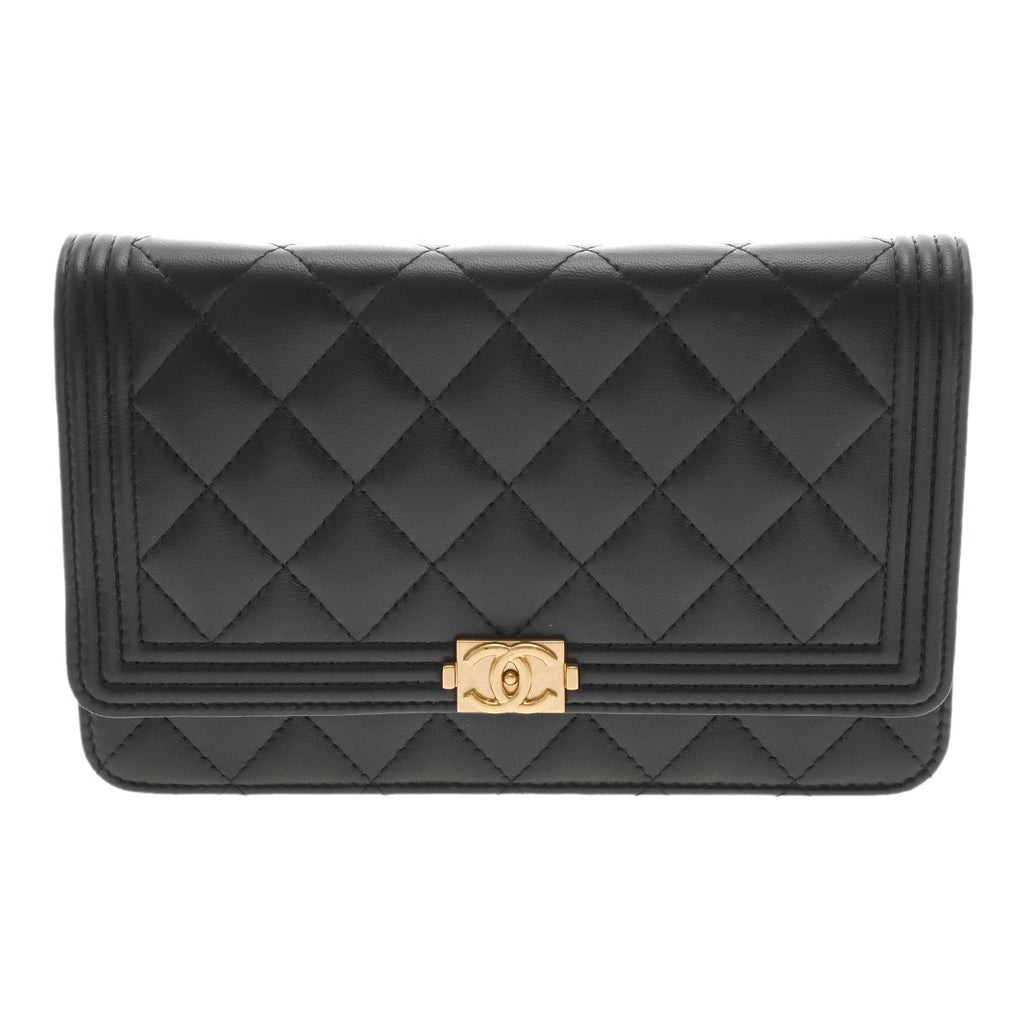 CHANEL ショルダー財布 シャネル チェーンウォレット 43000 ブラック レディース ラムスキン