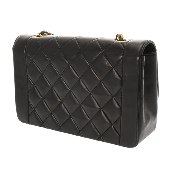 CHANEL シャネル マトラッセ ダイアナ 25cm チェーンショルダー ブラック A01165 レディース ラムスキン ショルダーバッグ ABランク 中古 銀蔵
