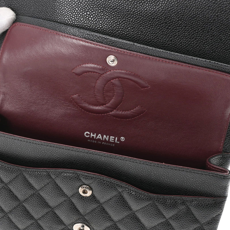 CHANEL シャネル マトラッセ 11.12 クラシック ハンドバッグ 25cm ブラック A01112 レディース キャビアスキン ショルダーバッグ Aランク 中古 銀蔵