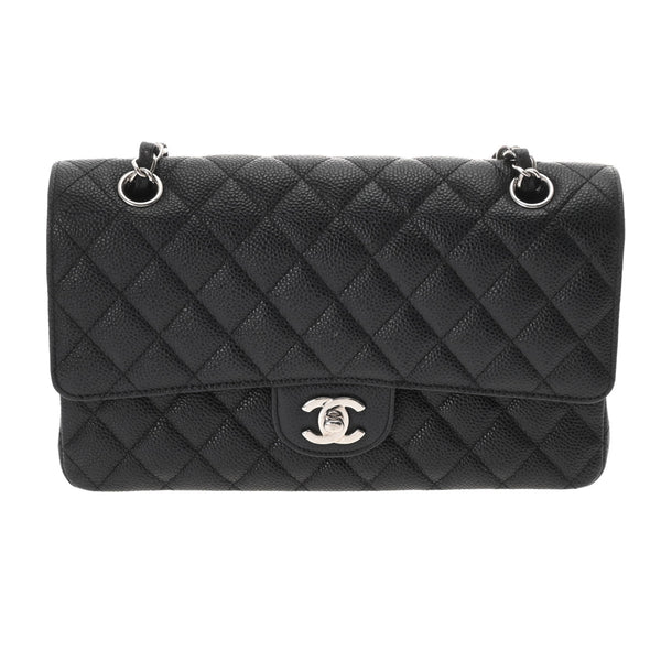 CHANEL シャネル マトラッセ 11.12 クラシック ハンドバッグ 25cm ブラック A01112 レディース キャビアスキン ショルダーバッグ Aランク 中古 銀蔵
