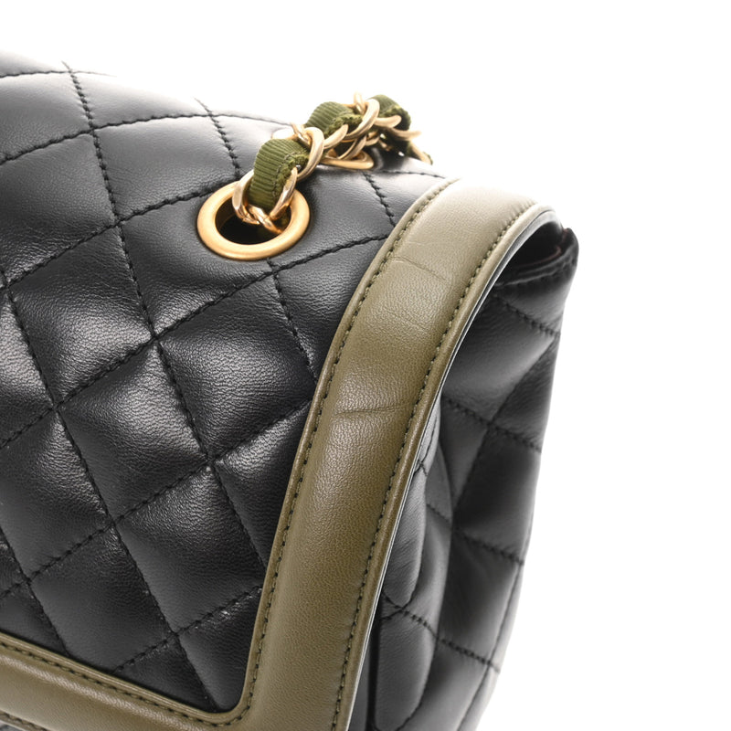 CHANEL シャネル マトラッセ シングルフラップ チェーンショルダー ブラック/カーキ A69900 レディース ラムスキン ショルダーバッグ Aランク 中古 銀蔵
