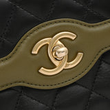 CHANEL シャネル マトラッセ シングルフラップ チェーンショルダー ブラック/カーキ A69900 レディース ラムスキン ショルダーバッグ Aランク 中古 銀蔵