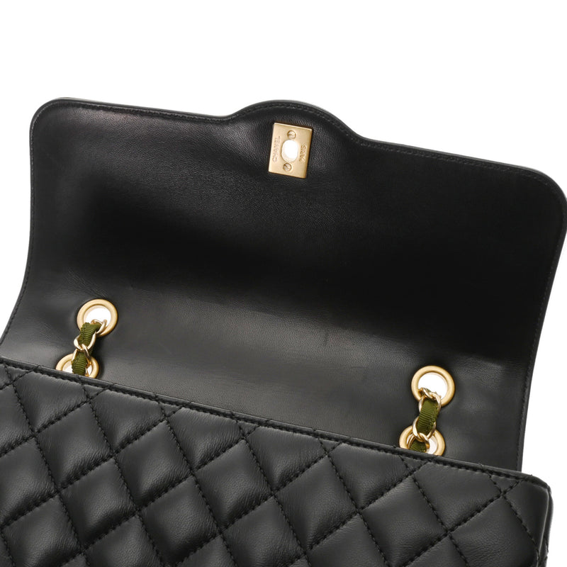 CHANEL シャネル マトラッセ シングルフラップ チェーンショルダー ブラック/カーキ A69900 レディース ラムスキン ショルダーバッグ Aランク 中古 銀蔵