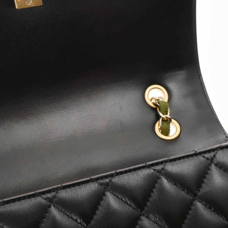 CHANEL シャネル マトラッセ シングルフラップ チェーンショルダー ブラック/カーキ A69900 レディース ラムスキン ショルダーバッグ Aランク 中古 銀蔵