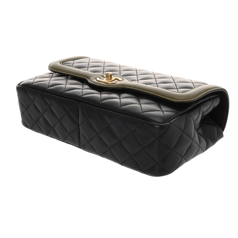 CHANEL シャネル マトラッセ シングルフラップ チェーンショルダー ブラック/カーキ A69900 レディース ラムスキン ショルダーバッグ Aランク 中古 銀蔵