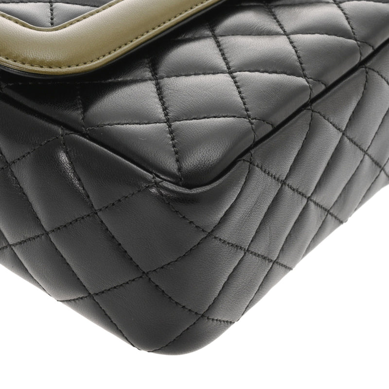 CHANEL シャネル マトラッセ シングルフラップ チェーンショルダー ブラック/カーキ A69900 レディース ラムスキン ショルダーバッグ Aランク 中古 銀蔵