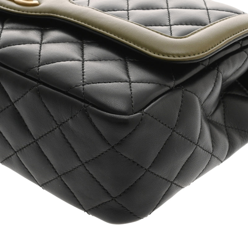 CHANEL シャネル マトラッセ シングルフラップ チェーンショルダー ブラック/カーキ A69900 レディース ラムスキン ショルダーバッグ Aランク 中古 銀蔵