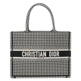 CHRISTIAN DIOR クリスチャンディオール ブックトート ミディアム ハウンドトゥース ブラック/ホワイト M1296ZRPIS レディース キャンバス ハンドバッグ 新同 中古 銀蔵