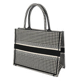 CHRISTIAN DIOR クリスチャンディオール ブックトート ミディアム ハウンドトゥース ブラック/ホワイト M1296ZRPIS レディース キャンバス ハンドバッグ 新同 中古 銀蔵