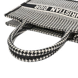 CHRISTIAN DIOR クリスチャンディオール ブックトート ミディアム ハウンドトゥース ブラック/ホワイト M1296ZRPIS レディース キャンバス ハンドバッグ 新同 中古 銀蔵