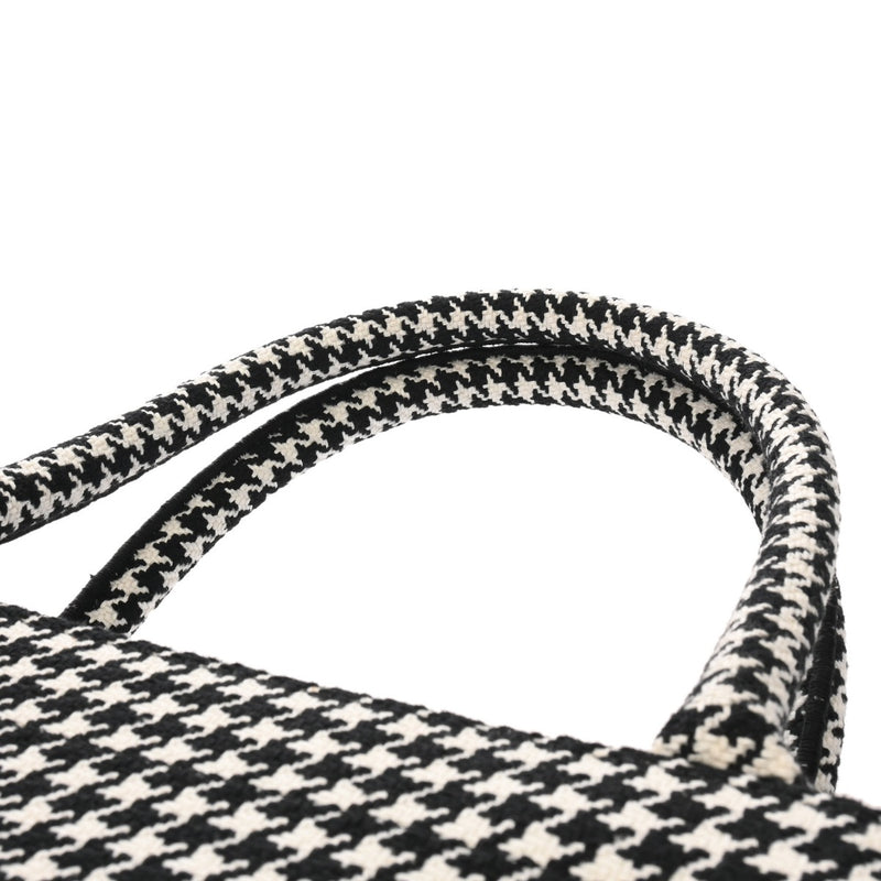 CHRISTIAN DIOR クリスチャンディオール ブックトート ミディアム ハウンドトゥース ブラック/ホワイト M1296ZRPIS レディース キャンバス ハンドバッグ 新同 中古 銀蔵