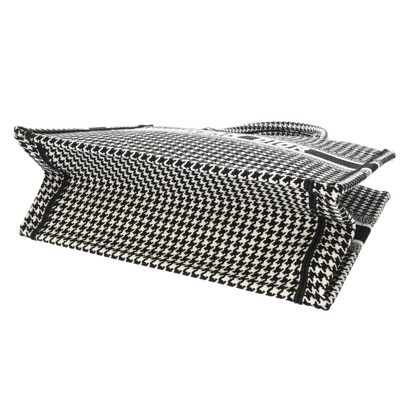 CHRISTIAN DIOR クリスチャンディオール ブックトート ミディアム ハウンドトゥース ブラック/ホワイト M1296ZRPIS レディース キャンバス ハンドバッグ 新同 中古 銀蔵