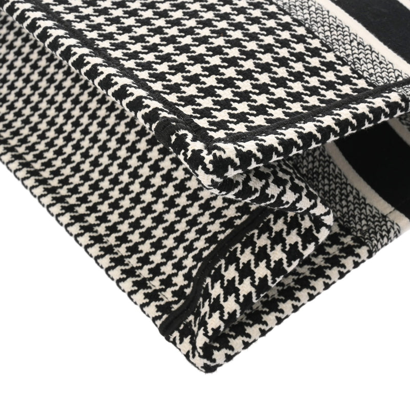 CHRISTIAN DIOR クリスチャンディオール ブックトート ミディアム ハウンドトゥース ブラック/ホワイト M1296ZRPIS レディース キャンバス ハンドバッグ 新同 中古 銀蔵