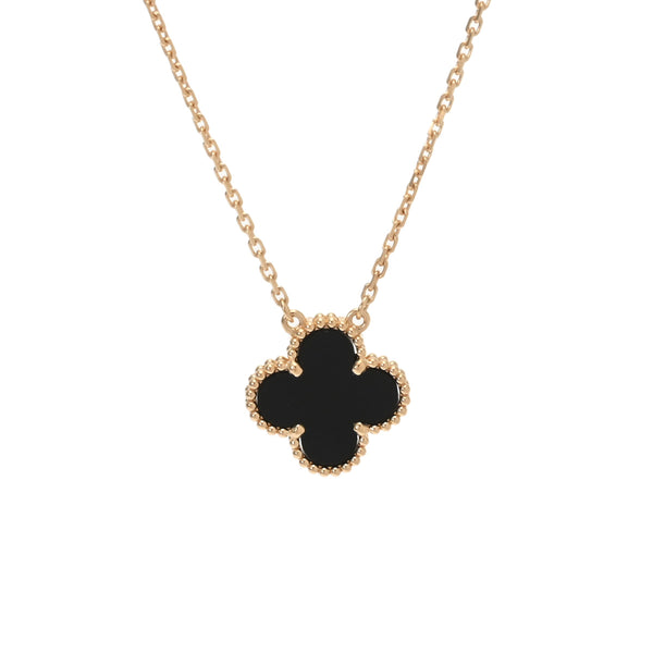 VAN CLEEF & ARPELS ヴァンクリーフ＆アーペル ヴィンテージ アルハンブラ オニキス VCARA45800 レディース K18イエローゴールド YG ネックレス Aランク 中古 銀蔵