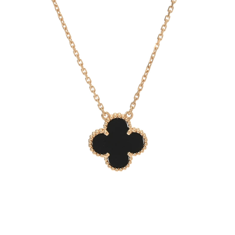 VAN CLEEF & ARPELS ヴァンクリーフ＆アーペル ヴィンテージ アルハンブラ オニキス VCARA45800 レディース K18イエローゴールド YG ネックレス Aランク 中古 銀蔵