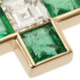 BVLGARI ブルガリ クロス エメラルド ダイヤ レディース K18イエローゴールド YG ネックレス Aランク 中古 銀蔵