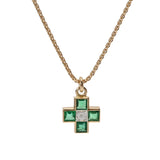 BVLGARI ブルガリ クロス エメラルド ダイヤ レディース K18イエローゴールド YG ネックレス Aランク 中古 銀蔵