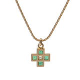 BVLGARI ブルガリ クロス エメラルド ダイヤ レディース K18イエローゴールド YG ネックレス Aランク 中古 銀蔵