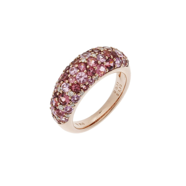 Ponte Vecchio ポンテヴェキオ ピッコリーニリング ダイヤ0.11ct ピンクサファイア1.10ct 11号 レディース K18ピンクゴールド PG リング・指輪 Aランク 中古 銀蔵
