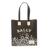 BALLY バリー クリスタリア フラワーモチーフ ブラウン レディース PVC トートバッグ Aランク 中古 銀蔵