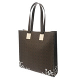 BALLY バリー クリスタリア フラワーモチーフ ブラウン レディース PVC トートバッグ Aランク 中古 銀蔵