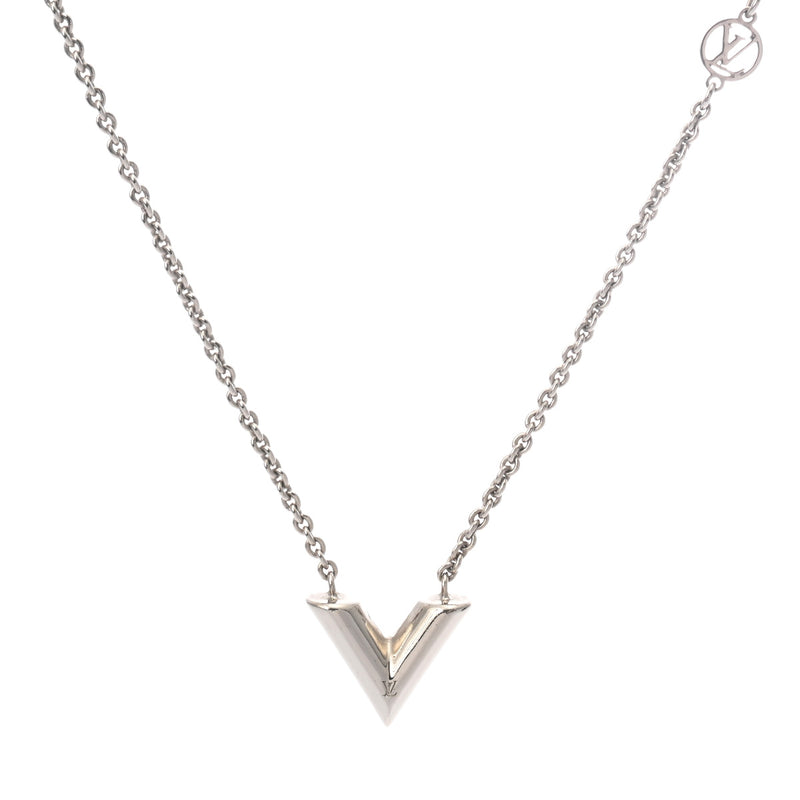 LOUIS VUITTON ルイヴィトン エセンシャルV 新型 シルバー M63197 レディース メタル ネックレス ABランク 中古 銀蔵