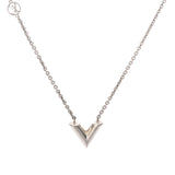 LOUIS VUITTON ルイヴィトン エセンシャルV 新型 シルバー M63197 レディース メタル ネックレス ABランク 中古 銀蔵