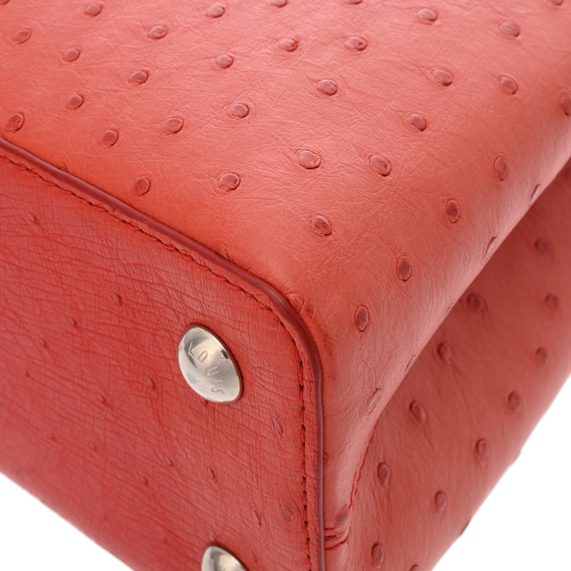 LOUIS VUITTON ルイヴィトン カプシーヌ MM 2WAY レッド レディース オーストリッチ ハンドバッグ Bランク 中古 銀蔵