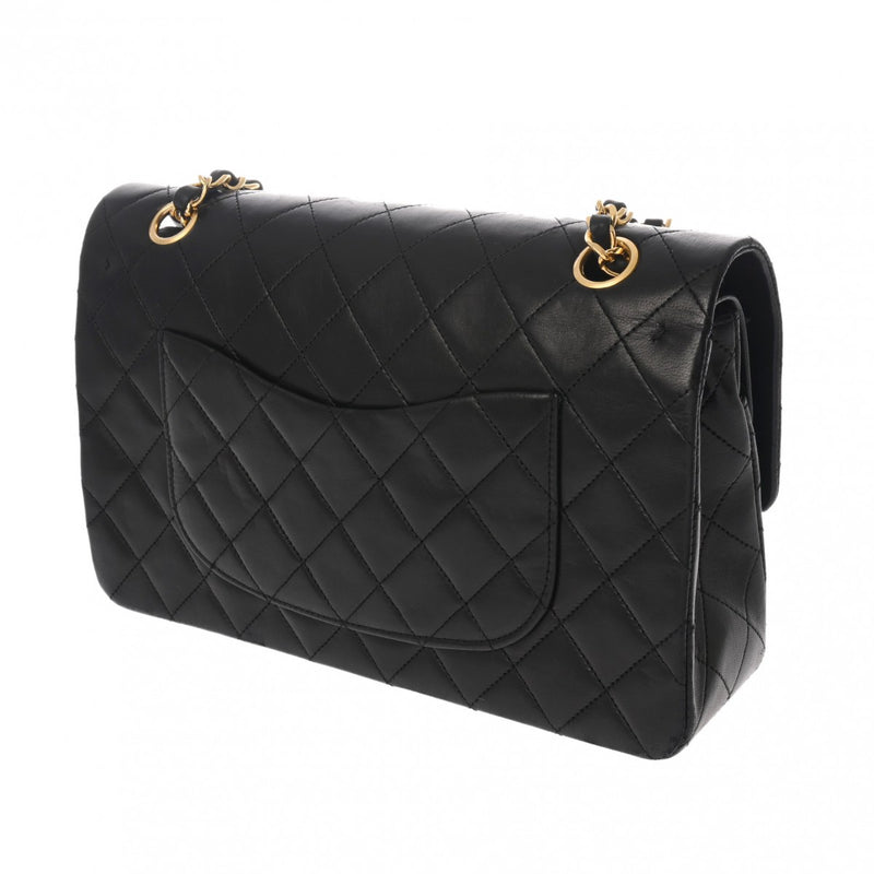CHANEL シャネル マトラッセ チェーンショルダー Wフラップ 25cm ブラック A01112 レディース ラムスキン ショルダーバッグ Bランク 中古 銀蔵