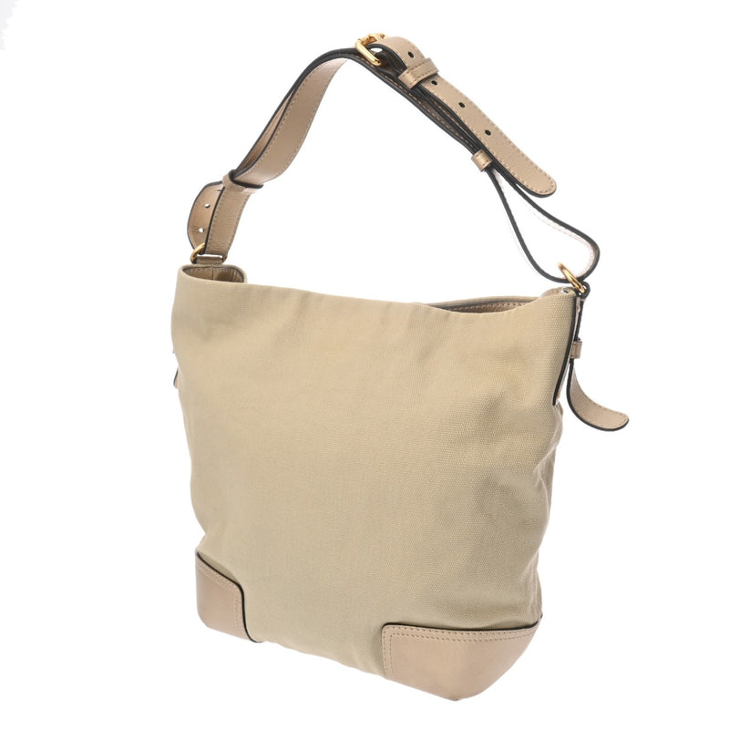 LOEWE ロエベ ブロンズ/ベージュ レディース キャンバス レザー ショルダーバッグ Bランク 中古 銀蔵